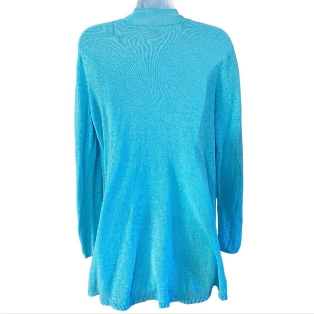 Eileen Fisher Blue Linen Cardigan XS Open Front Lightweight Relaxed Sweater - Picture 7 of 10